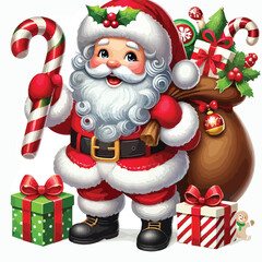 Christmas Santa Claus Isolated on white Background. Vector illustration. on white background -