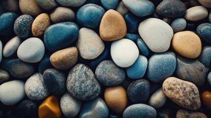 Soft-Hued Pebble Texture: Polished White Stones for Landscaping and Natural Aesthetics