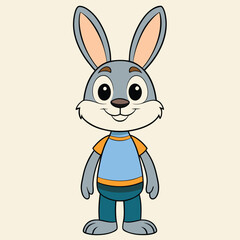Rabbit Cartoon Character Illustration for Kids