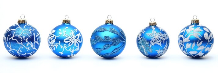 Elegant Blue Christmas Ornaments Against a Glittering Background for Holiday Cheer