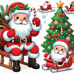 Christmas Santa Claus Isolated on white Background. Vector illustration. on white background -