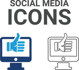 Social media icons. The online community, media, website, blog, content, business marketing, and social network icons. Solid icon collection.