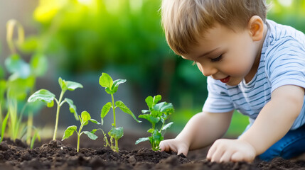 Kid is measuring the growth