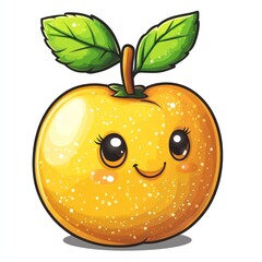 Obraz premium Happy Yellow Apple Cartoon Character Illustration