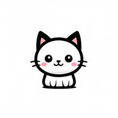 Obraz premium A simple cartoon cat with a white background, AI generated