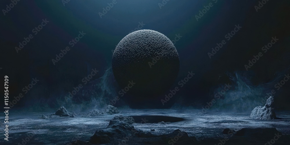 Canvas Prints large black sphere is in the middle of a dark background