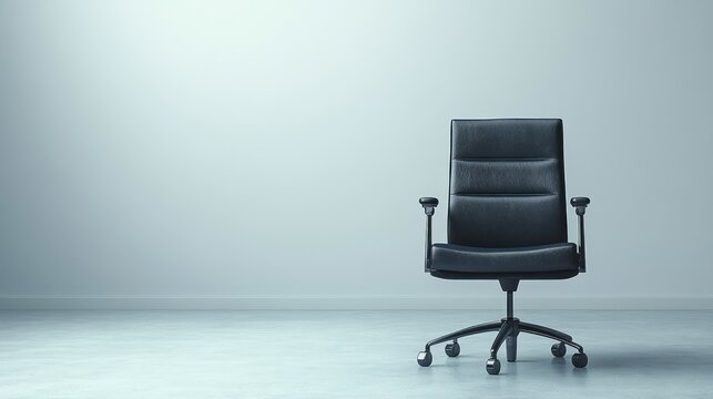 Empty black office chair in a room.