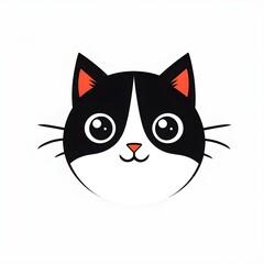 Obraz premium A simple cartoon cat with a white background, AI generated