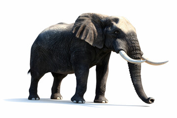 Obraz premium Realistic and Detailed Elephant Illustration with Lifelike Textures on a White Background