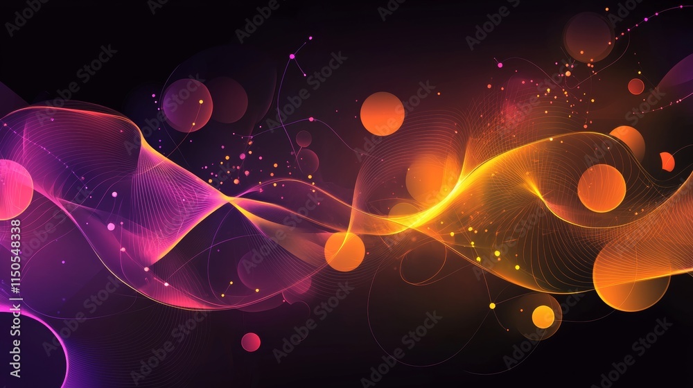 Poster digital abstract waves with vibrant colors and light patterns create a dynamic background suitable f