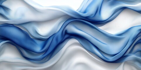 Obraz premium White blue elegant light background abstract silk satin waves grainy texture banner header poster design, Generative AI