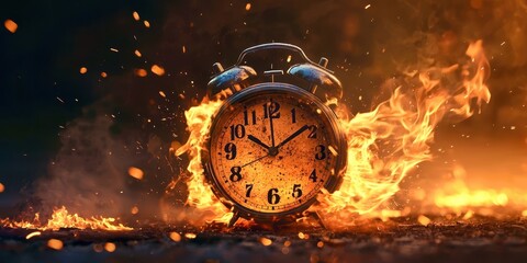 Black and silver alarm clock with the hands at 3:00 and 6:00