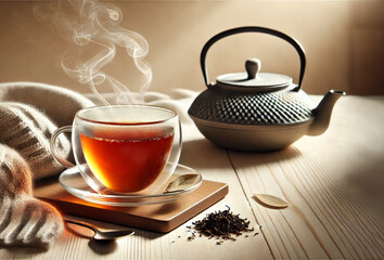 Freshly Brewed Earl Grey Tea with Leaves