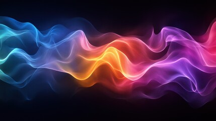 Fototapeta premium Vibrant multicolor abstract wave on black background