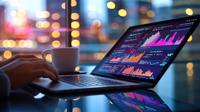Digital Tablet Dashboard in Professional Workspace for Data Analysis