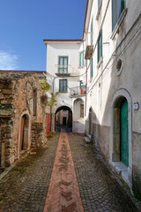 Fototapeta premium A small street in Sant'Angelo a Fasanella, a village in the province of Salerno in Italy.