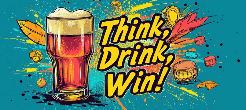 Trivia Night Flyer Design Featuring Beer and Vibrant Graphics