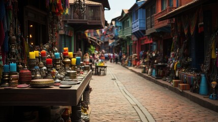 Naklejka premium Vibrant Street Market in Exotic Locale