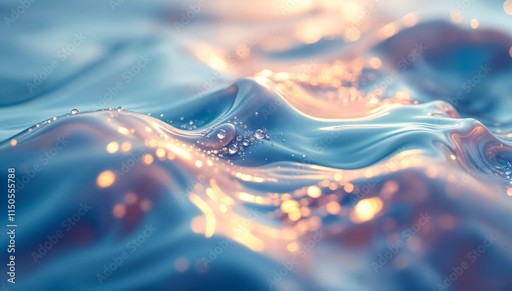 Wall mural a close-up view of flowing water with soft, undulating waves. the surface is smooth and glossy, refl