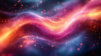 Obraz premium Vibrant abstract waves of light and glittering particles in motion