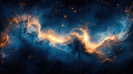 Fototapeta premium Stunning cosmic nebula with glowing stars in deep blue space