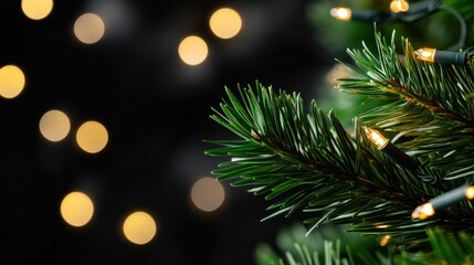 Defocused lights on a Christmas tree creating a warm and festive bokeh effect A blurred Christmasthemed background for templates or designs