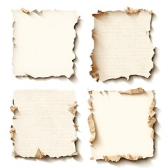 Fototapeta premium Photorealistic vintage torn paper pieces with copy space creating a collage