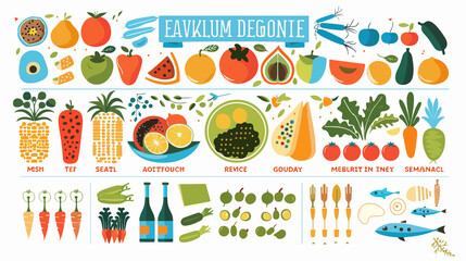 Nutritious Healthy Food Chart Flat Vector Illustration