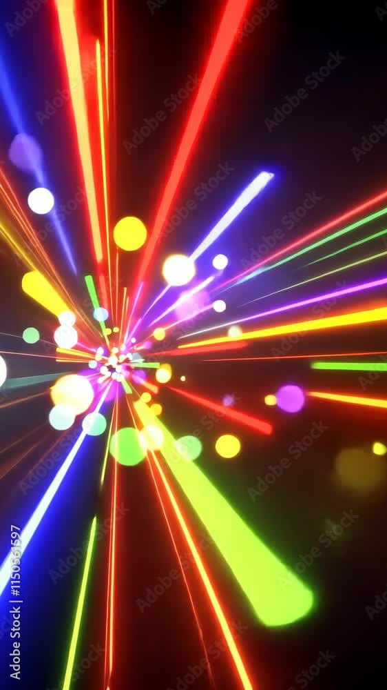 Wall mural vibrant display of colorful light streaks and circles in a dynamic burst effect