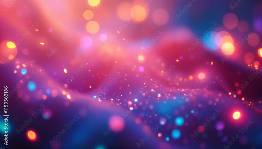 Wall mural colorful abstract background with sharp bokeh lights and glitter.