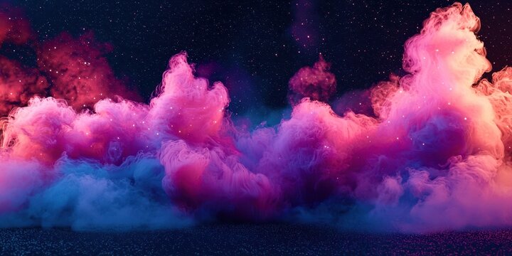 Purple and blue cloud with stars in the background - Powered by Adobe