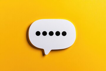 Fototapeta premium Who Inquiry. Speech Bubble on Clean White Paper Set Against Vibrant Yellow Background with Drop Shadow for Attention-Grabbing Presentations