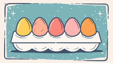Hand Drawn Egg Carton Doodle Line Icon: Half Dozen Eggs