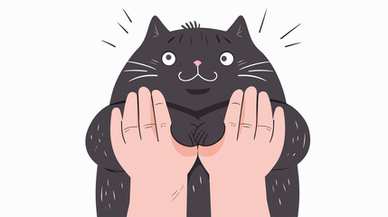 Obraz premium Funny Cartoon of Hands Holding Grumpy Fat Cat