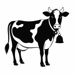 Jersey cow black silhouette vector illustration