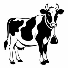 Jersey cow black silhouette vector illustration