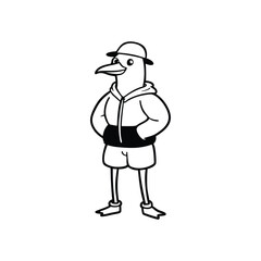 Cartoon Seagull in Hoodie and Cap - Hip Urban Character Design