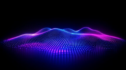 Abstract Glowing Purple Blue Particle Wave Landscape