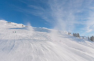 Winter mountain ski resort landscape
