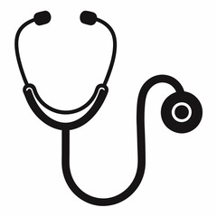 Medical stethoscope icon design, Stethoscope black silhouette vector illustration