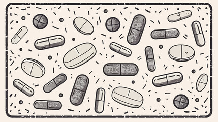 Hand Drawn Doodle Style Drug Capsule Line Icon