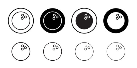 Bowling ball icon Vector set outline