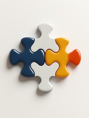 Obraz premium Stylized Puzzle Pieces Vibrant Color Design - Connecting ideas, teamwork, problem-solving, collaboration, and strategic solutions symbolized by vibrant puzzle pieces.