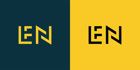 EN abstract  minimalist letters Logo Monogram. It is a minimalist logo, this logo is made by combining two letters