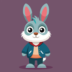 Obraz premium Cute Cartoon Rabbit Vector Design for Kids Coloring Activities