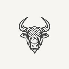 Bull logo line icon vector