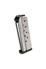 Metal pistol magazine for 9 mm cartridges. Clip for ammunition. Isolate on a white back.