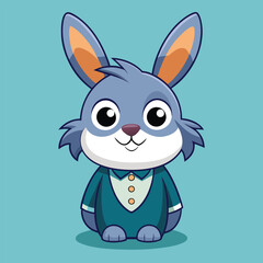 Fototapeta premium Cute Cartoon Rabbit Vector Design for Kids Coloring Activities