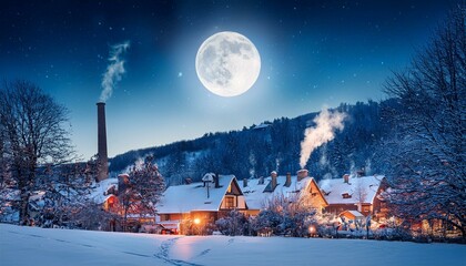 winter landscape with houses