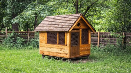 Charming Wooden Coop Nestled in a Lush Summer Garden Surrounded by Nature's Beauty